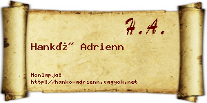 Hankó Adrienn névjegykártya